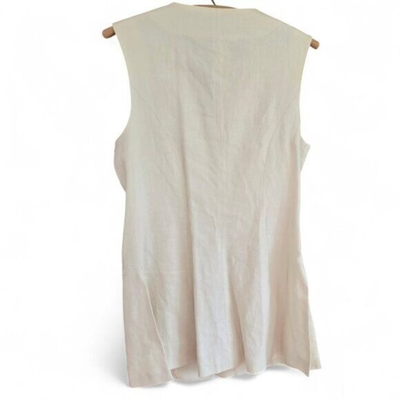 Vintage Laura Ashley Size 8 Womens Linen Blend Buttoned Vest Top Ivory - Picture 2 of 6